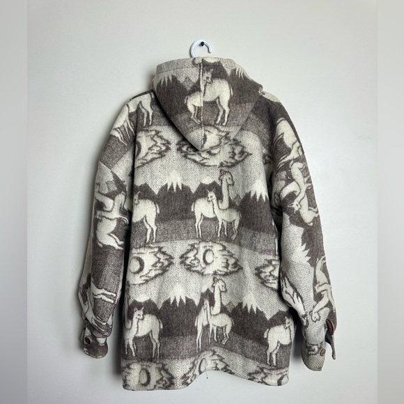 Vintage Handmade Cadena Hooded Jacket L/XL | Cozy Animal Print | Heavy Wool Feel - Picture 6 of 6